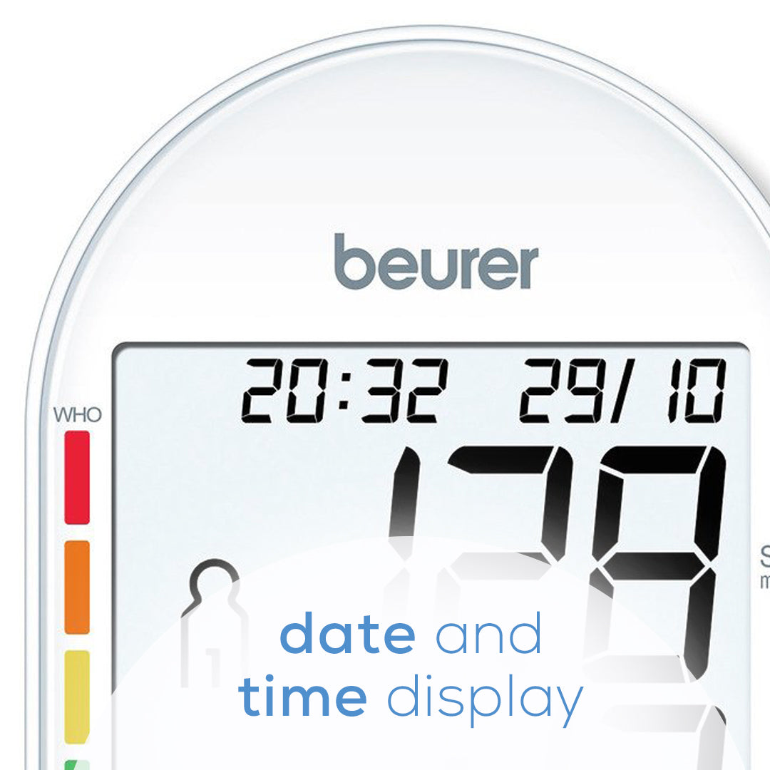 Beurer Upper Arm Blood Pressure Monitor BM55 date and time display