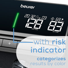 Beurer Bluetoo.th One-Piece Blood Pressure Monitor, BM81 with risk indicator that categorizes results by color 