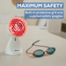 IL11 on a table with all the safety features including the red honeycomb grill and a pair of blue-tinted safety goggles on a light tabletop. 