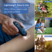 Close-up of lightweight device in hand; highlights portability and ease of use for outdoor activities.