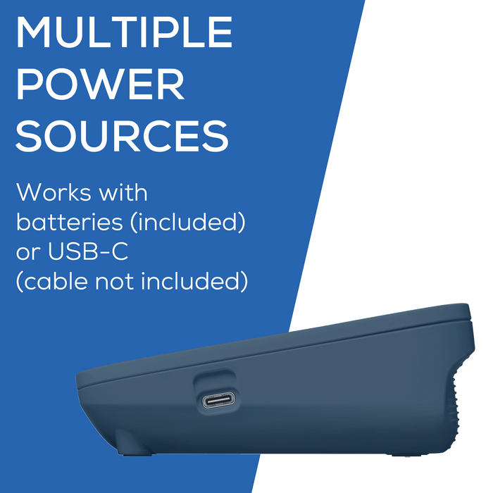Works with batteries (included) or USB-C (cable not included)