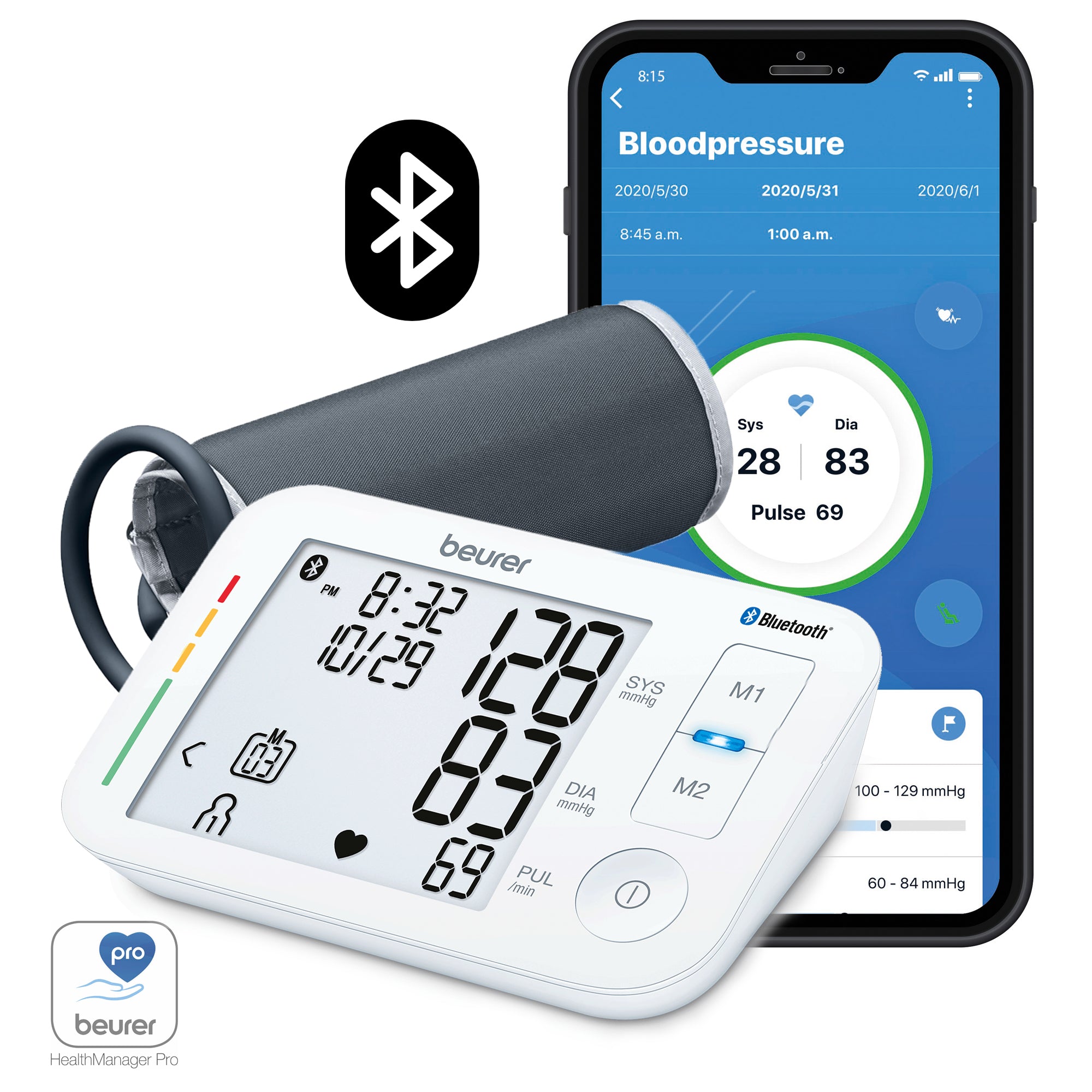 Beurer Series 600 Bluetooth Blood Pressure Arm Monitor, BM52W