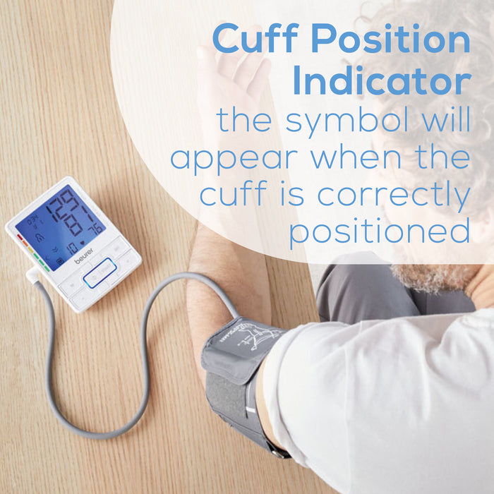 Cuff Position Indicator alerts when the cuff is positioned correctly.