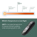 Temperature scale for BR110 showing average body temp of 98 degrees, BR110 at 122 degrees, both less than wax for hair removal at 130 degrees