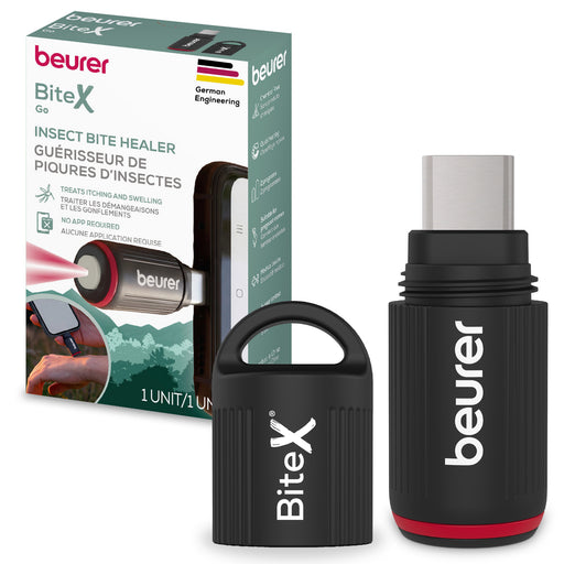 Beurer BiteX Go insect bite healer kit shown with its retail box