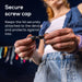 Person holding a screw cap with text explaining its function and how it protects BR70 while not in use.