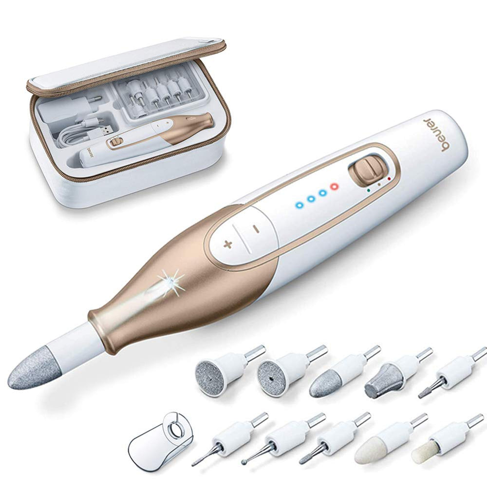 Beurer Cordless 14-piece Professional Manicure & Pedicure Nail Drill Kit, MP64