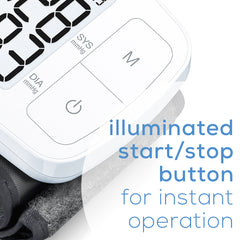 Beurer Talking Wrist Blood Pressure Monitor, BC21 illuminated start and stop button instant operation