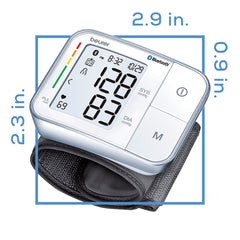 Beurer Bluetooth Smart, Wireless & Automatic Wrist Blood Pressure Monitor BC57 size and dimensions