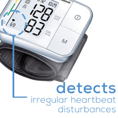 Beurer Bluetooth Smart, Wireless & Automatic Wrist Blood Pressure Monitor BC57 detects irregular heartbeat disturbances