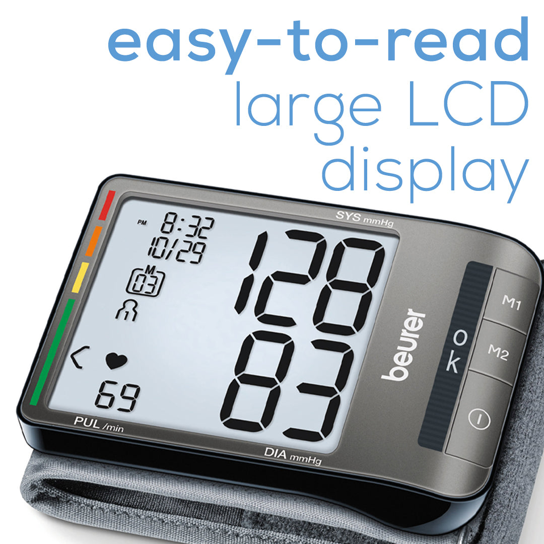 Beurer Automatic & Digital Wrist Blood Pressure Monitor, BC81 easy to read large lcd display