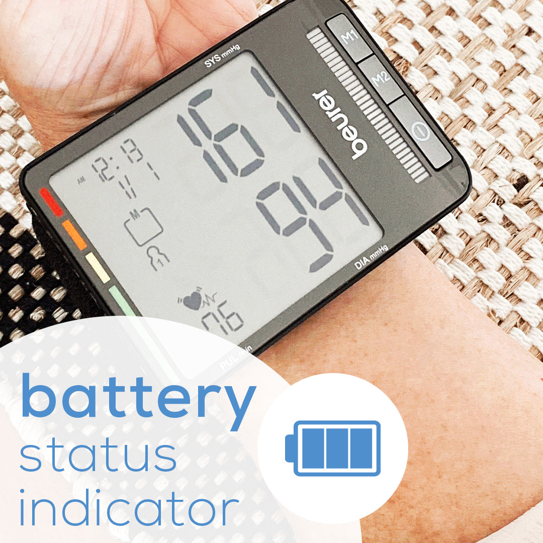 Beurer Automatic & Digital Wrist Blood Pressure Monitor, BC81 battery status indicator