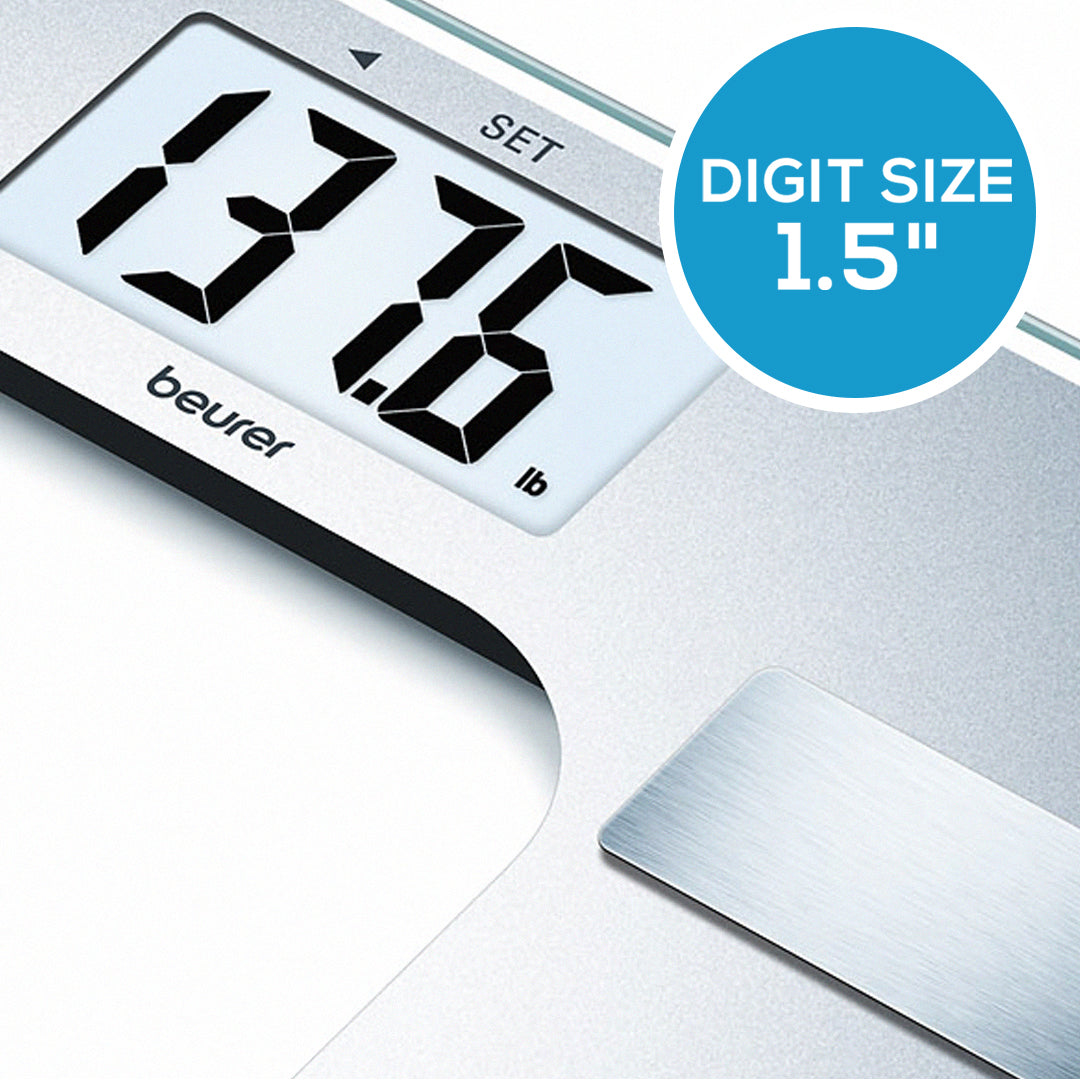 Beurer Silver Body Fat Analyzer Scale, BF130 digit size 1.5 inches