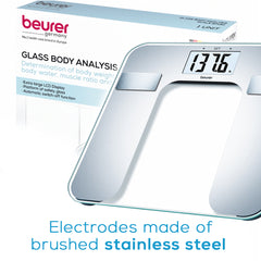 Beurer Silver Body Fat Analyzer Scale, BF130 electrodes made of brushed stainless steel