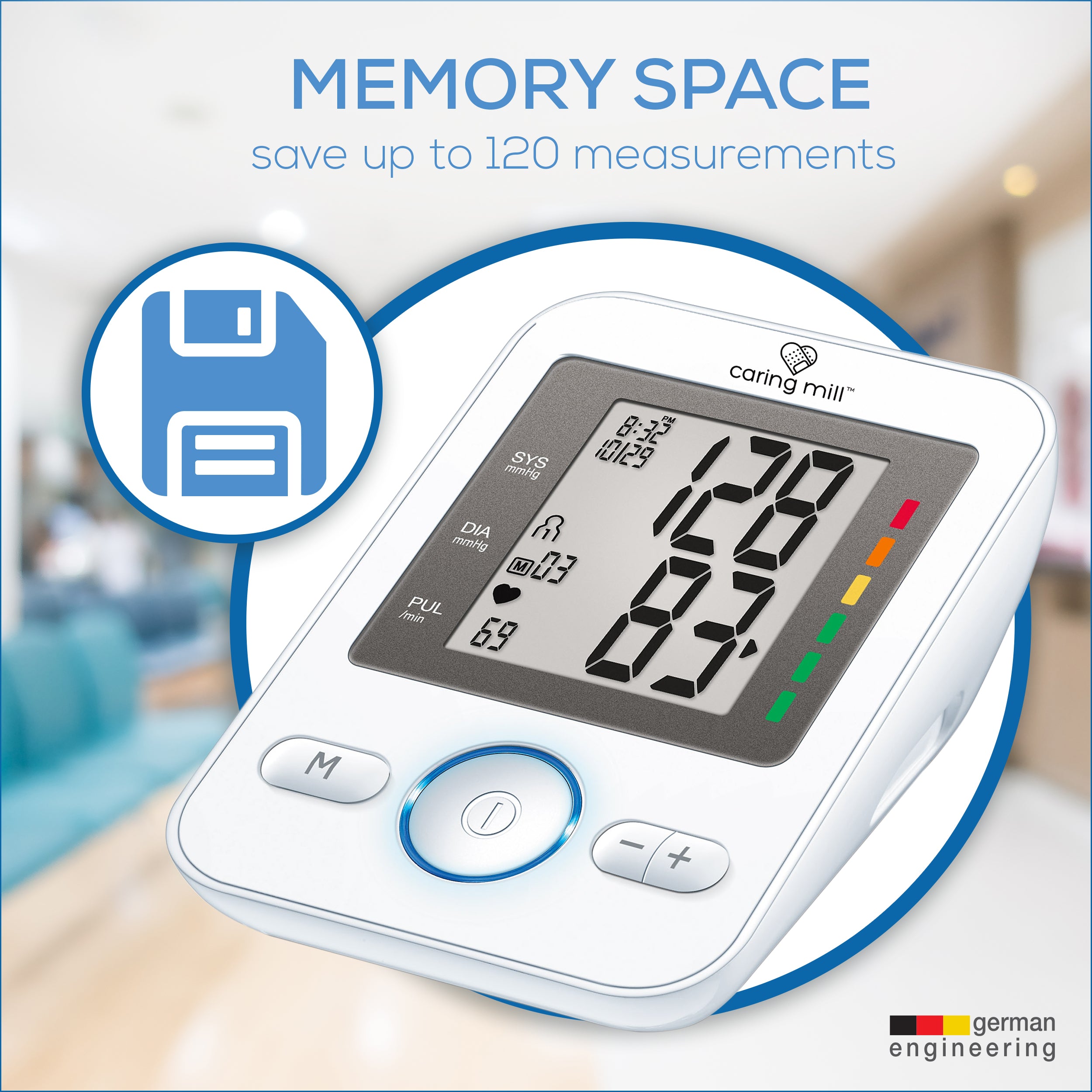 Beurer / Caring Mill by Beurer Upper Arm Blood Pressure Monitor, BM31CM memory space
