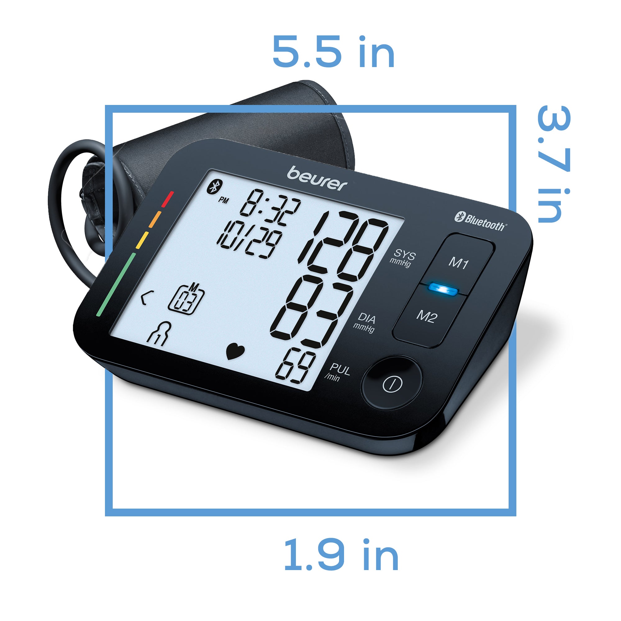Beurer Upper Arm Blood Pressure Monitor, BM54 size and dimensions