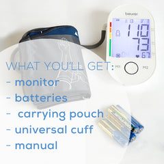 Beurer Upper Arm Blood Pressure Monitor BM55 whats included