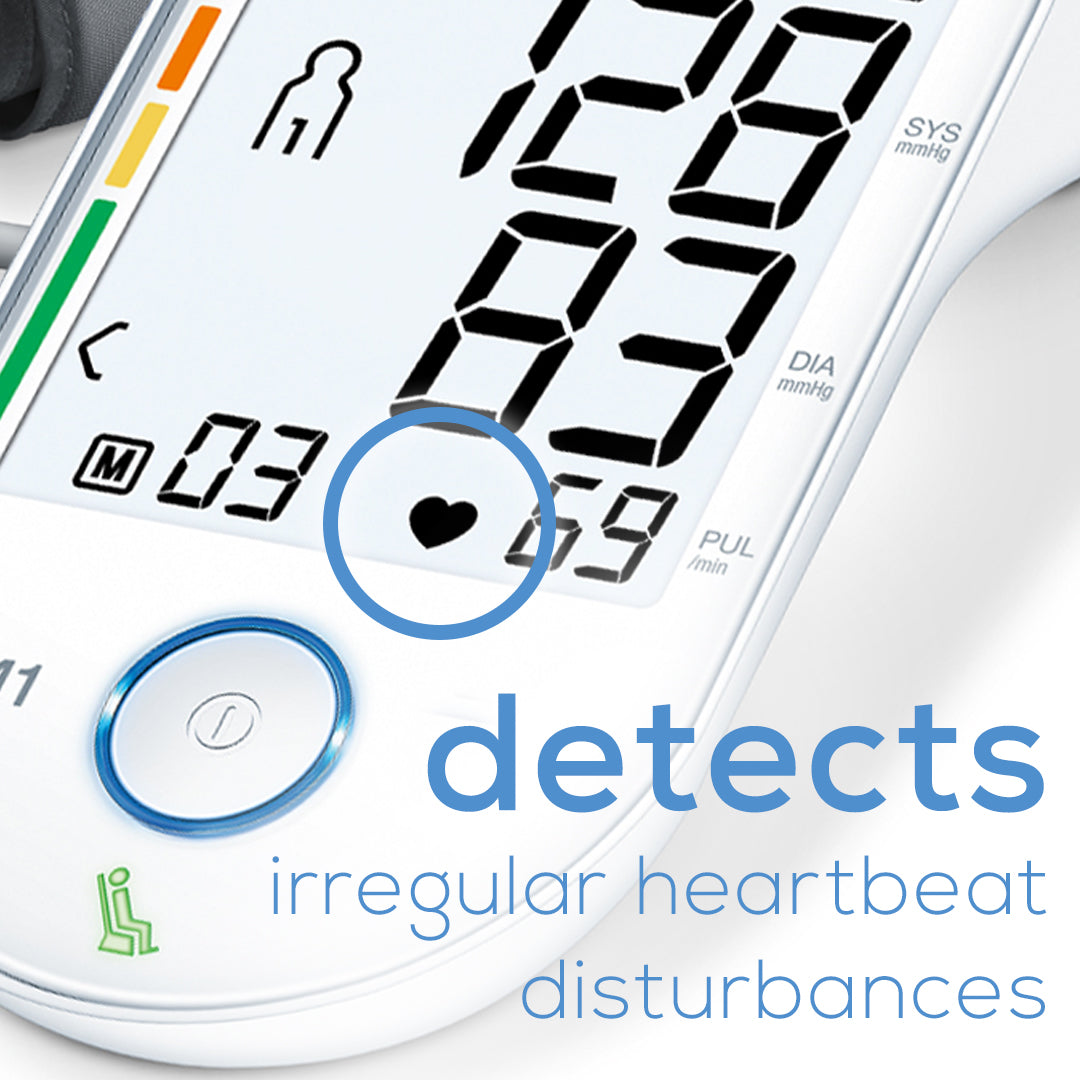 Beurer Upper Arm Blood Pressure Monitor BM55 detects heartbeat disturbances