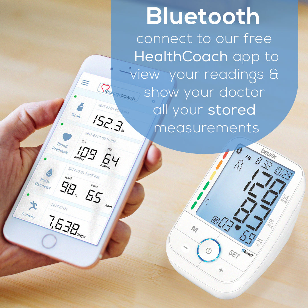 Beurer BM67 Upper Arm Blood Pressure Monitor healthcoach app connectivity