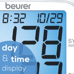 Beurer BM67 Upper Arm Blood Pressure Monitor day and time display