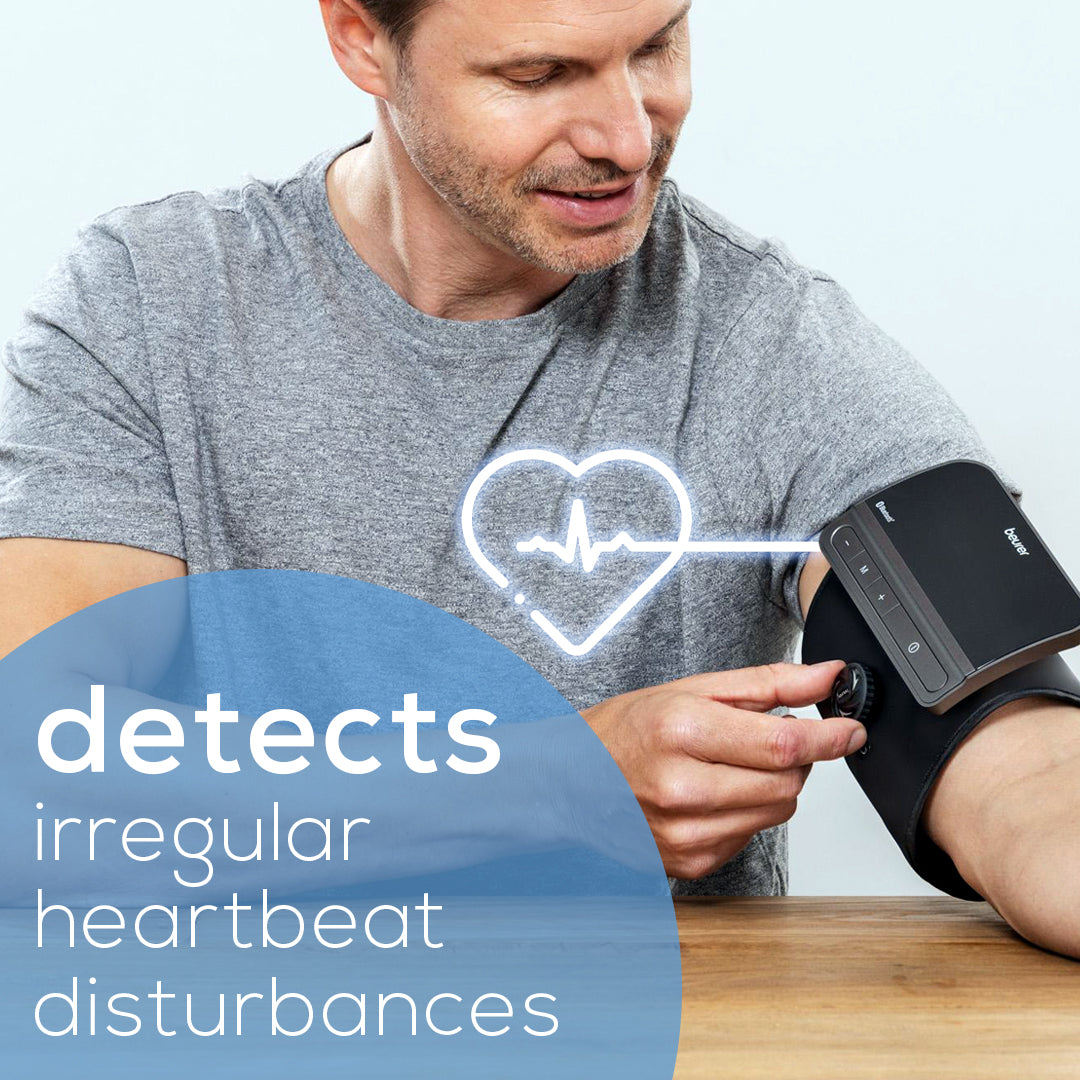Beurer Bluetooth One-Piece Blood Pressure Monitor, BM81 detects irregular heartbeat disturbances 