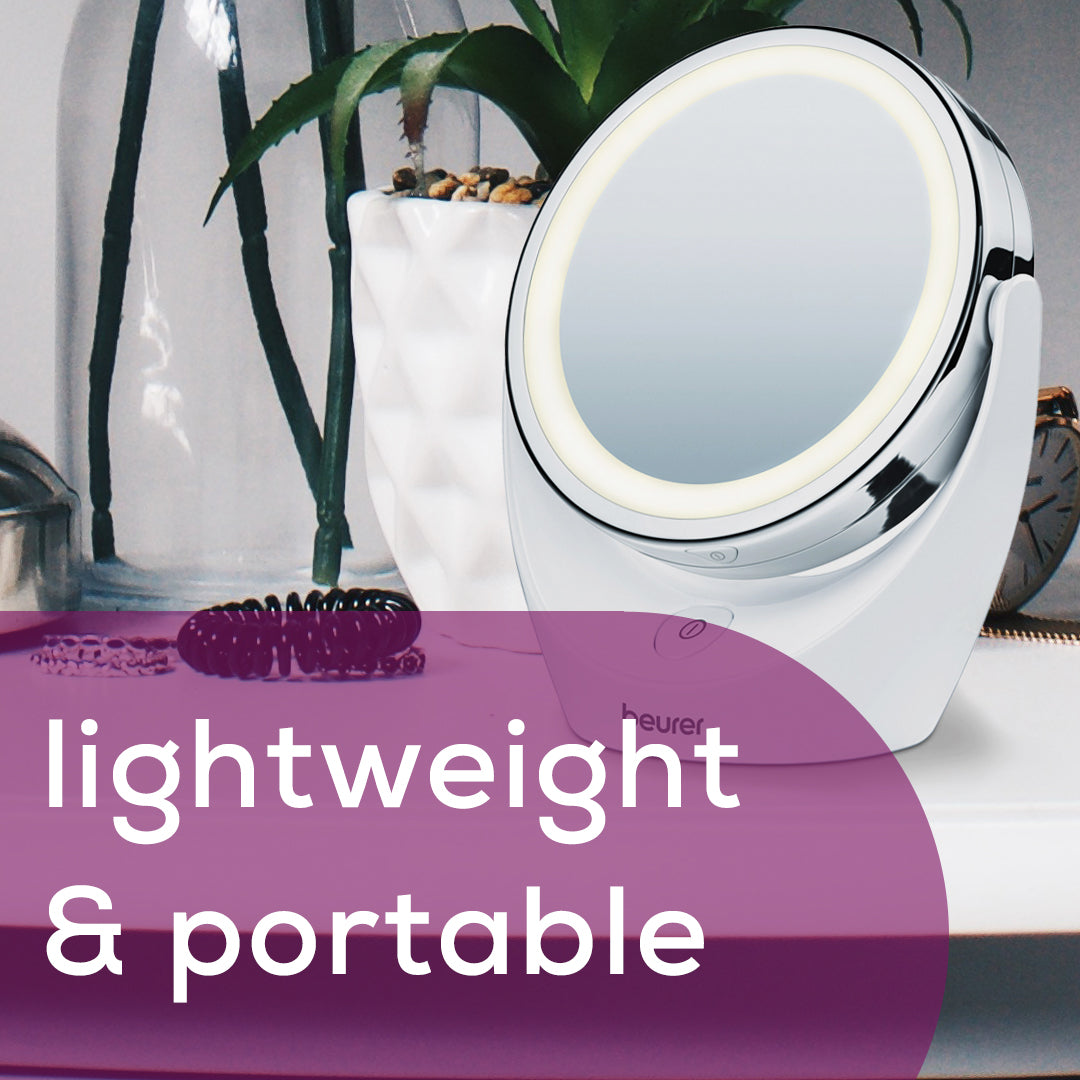 Beurer 5X Magnifying Cosmetic Vanity Illuminated LED Double Sided Makeup Mirror with 360 Degree Swivel Rotation BS49