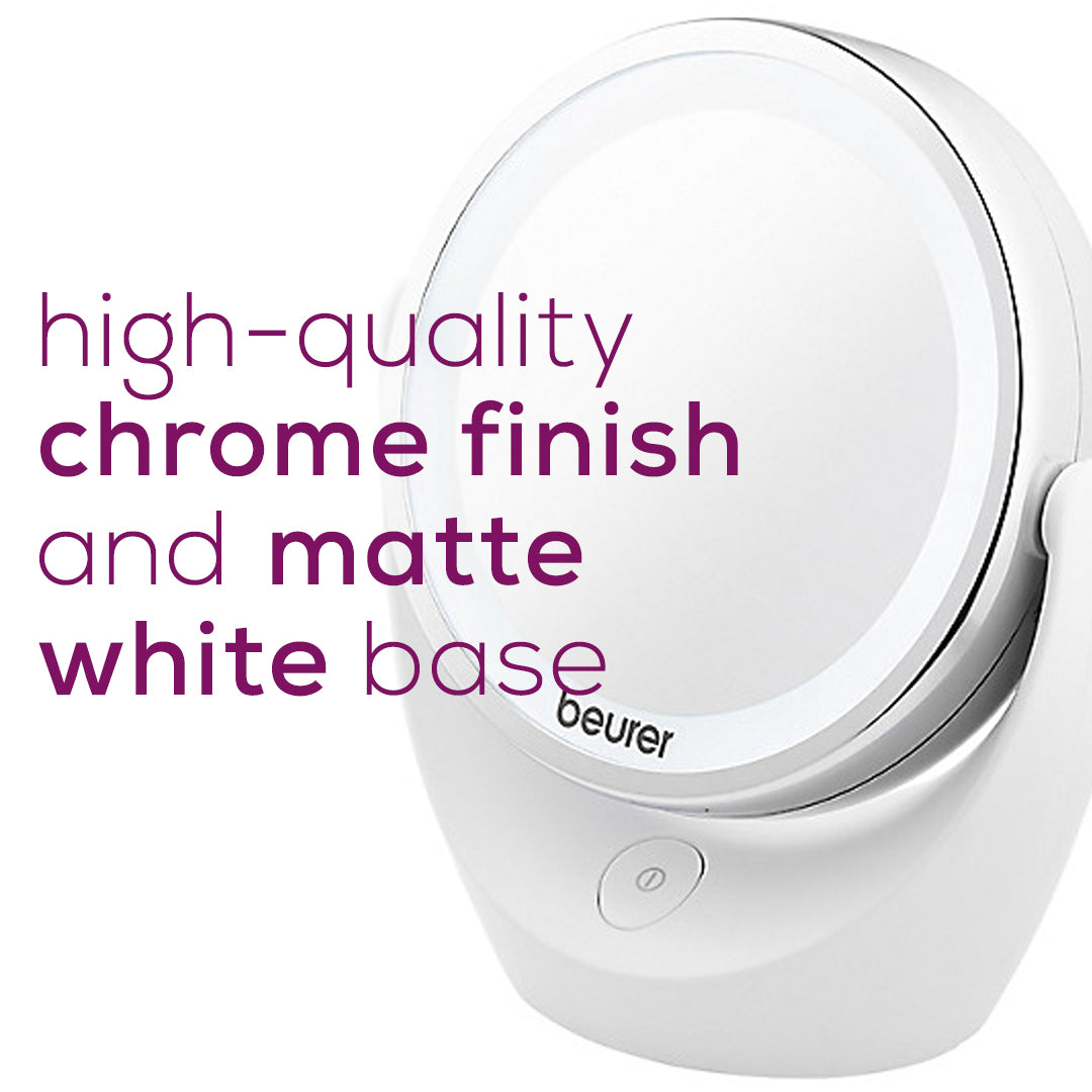 Beurer Illuminated Vanity Makeup Mirror, BS49 high quality chrome finish and matte white base