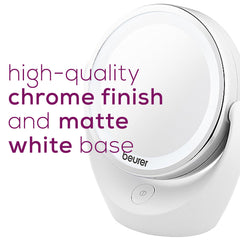 Beurer Illuminated Vanity Makeup Mirror, BS49 high quality chrome finish and matte white base