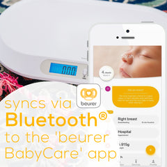 Beurer Baby Scale and Pet Scale BY90 built in tape measure syncs via bluetooth to the beurer app