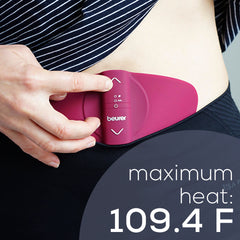 Beurer Menstrual Relief Relax EM50 maximum heat 109 Fahrenheit 