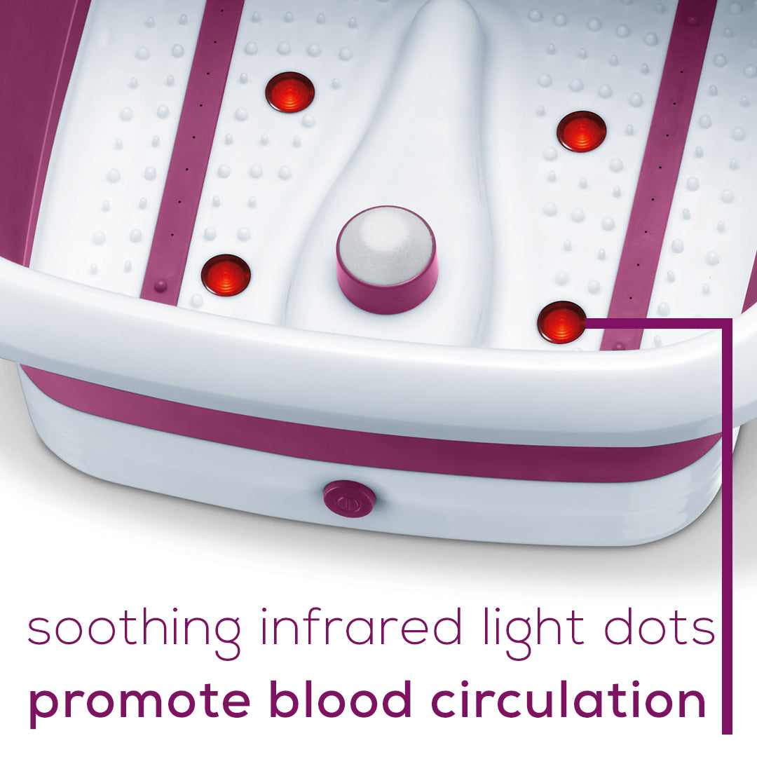 Beurer FB30 Collapsible Foot Bath soothing infrared light dots promote blood circulation
