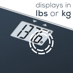 Beurer Digital Bluetooth Scale, GS435B displays in pounds and kilograms