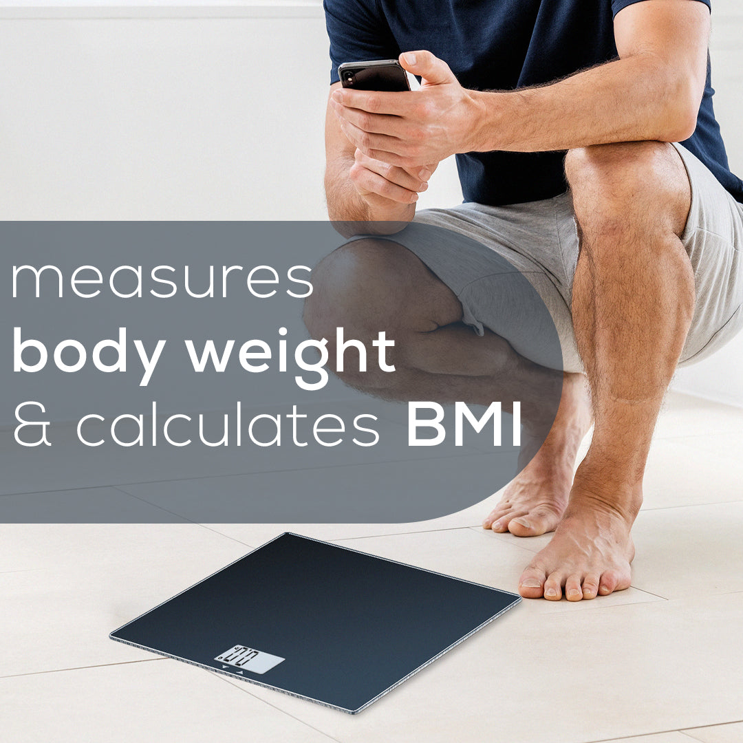 Beurer Digital Bluetooth Scale, GS435B measure body weight and calculates bmi