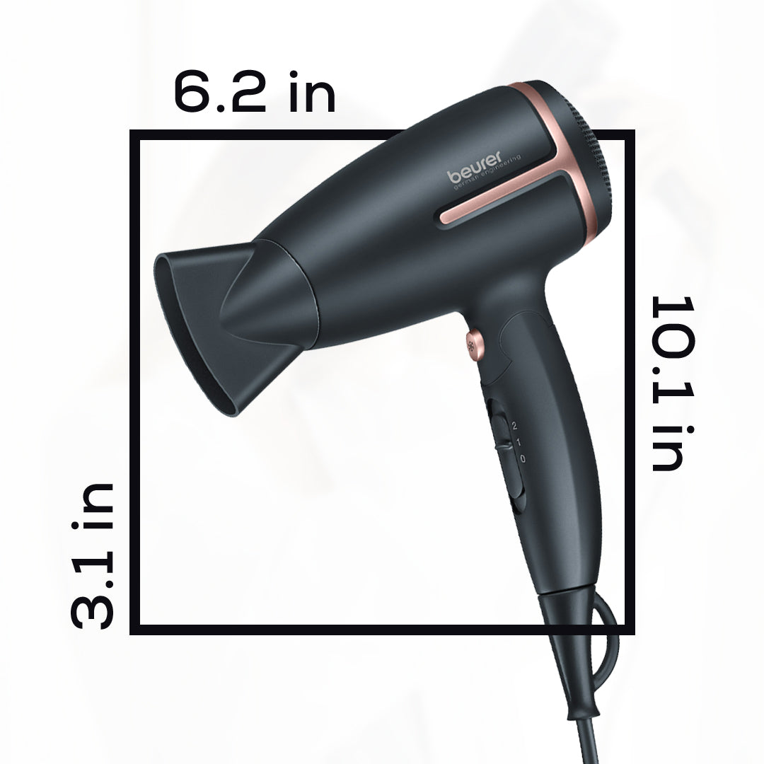 Beurer Ionic Travel Dryer, HC25 dimensions
