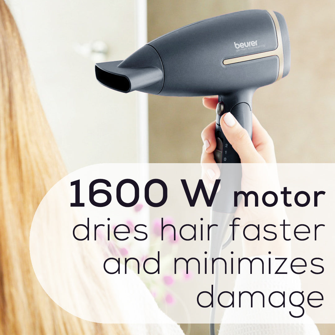 Beurer Ionic Travel Dryer, HC25 1600 w motor dries hair faster