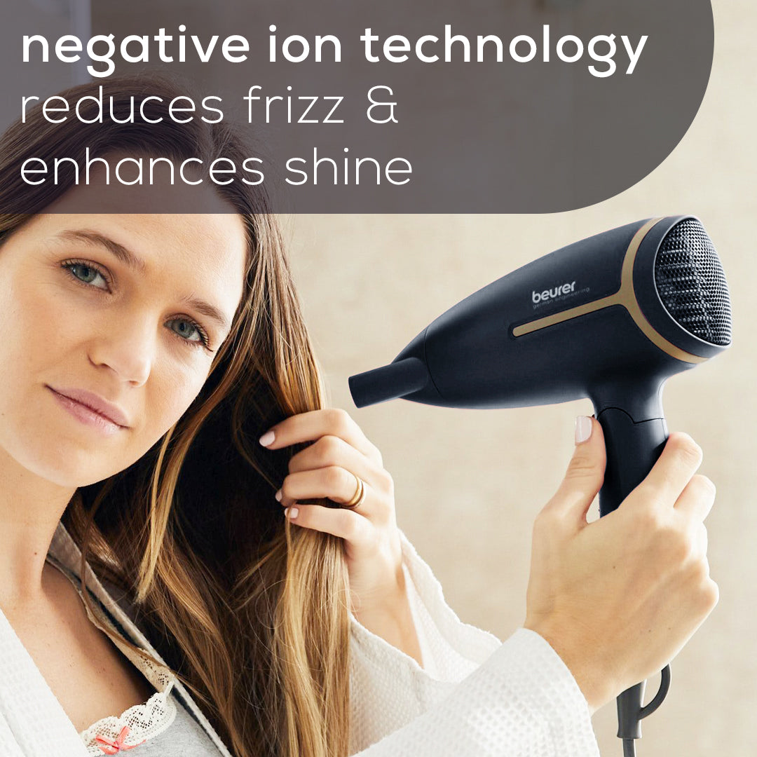 Beurer Ionic Travel Dryer, HC25 negative ion technology reduces frizz