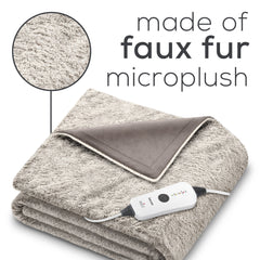 Beurer Nordic Lux Faux Heated Electric Blanket, HD71N made of faux fur microplush
