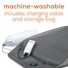 Beurer Portable Wireless Heated Seat Cushion HK47 machine washable charging cable and storage bag