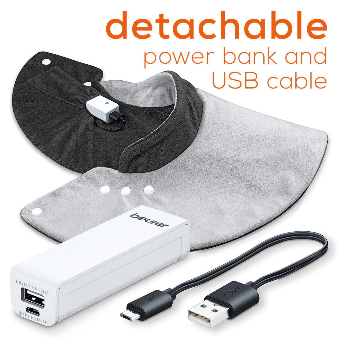 Beurer Portable Wireless Heated Seat Cushion HK47 detachable power bank and USB cable 