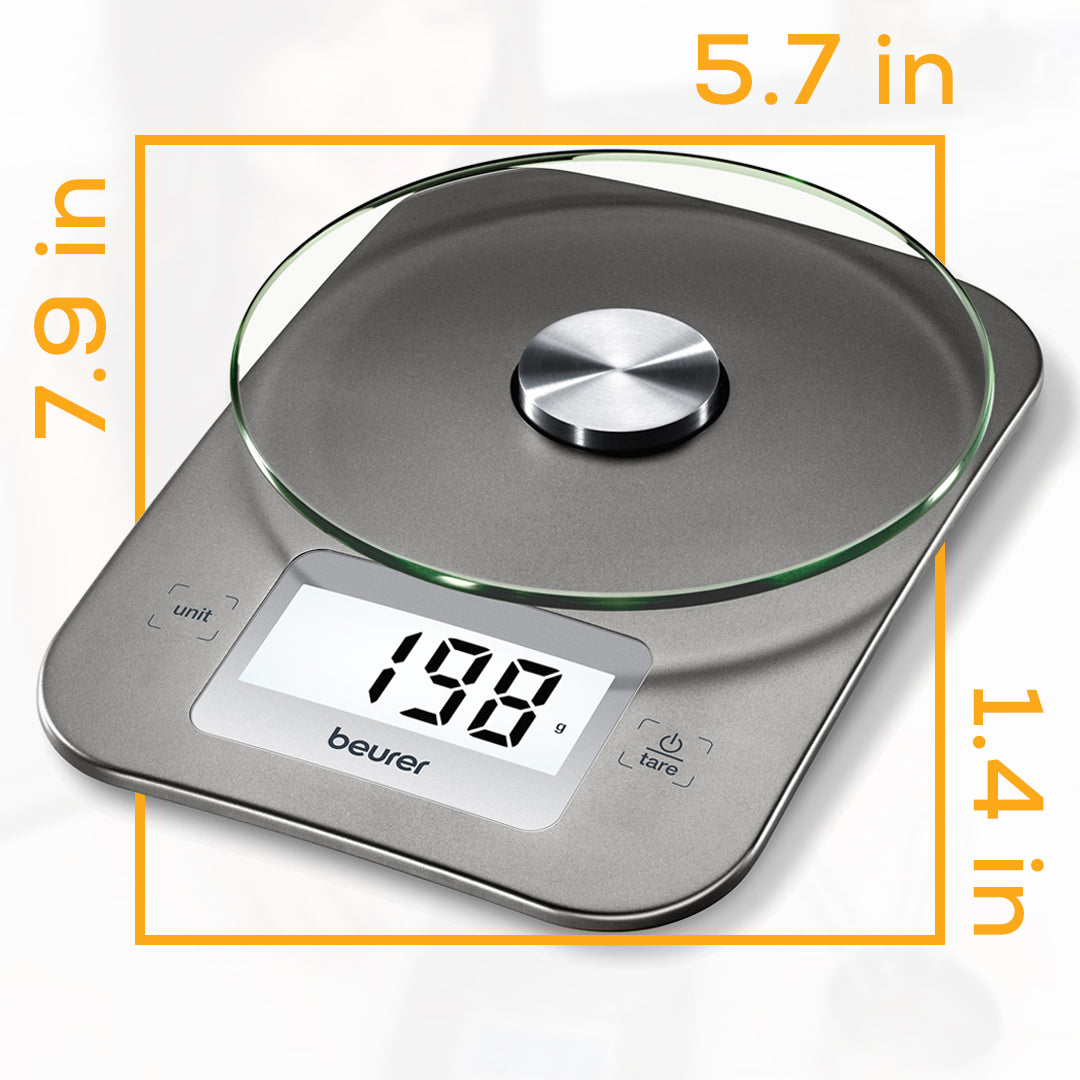 Beurer Digital Kitchen, Food Scale with Easy-to-Read Touch Display, 11 lbs, KS26