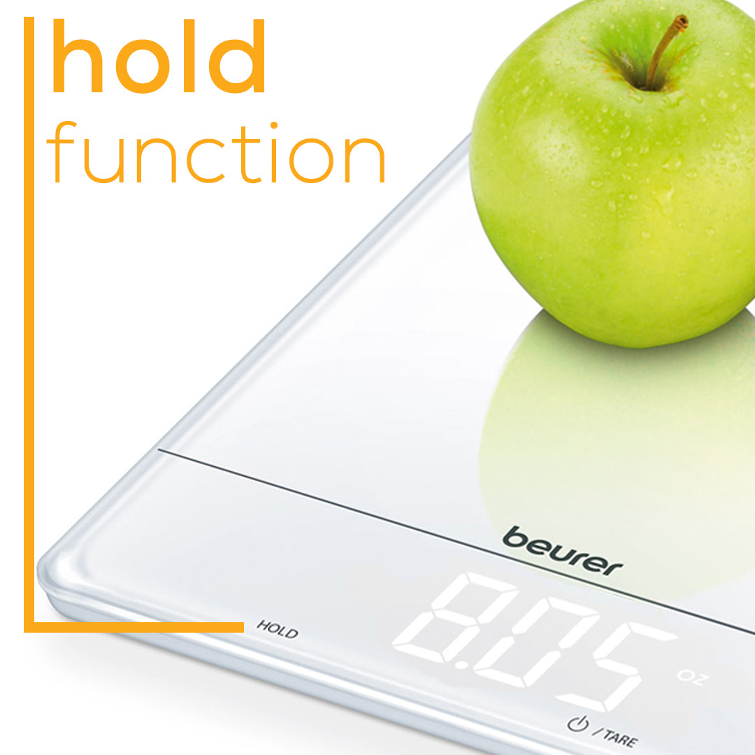 Beurer KS34 White Digital Kitchen Food Scale hold function