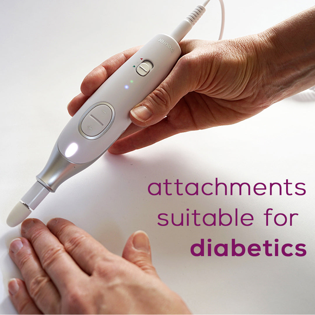 Beurer professional nail drill kit includes attachments suitable for diabetics