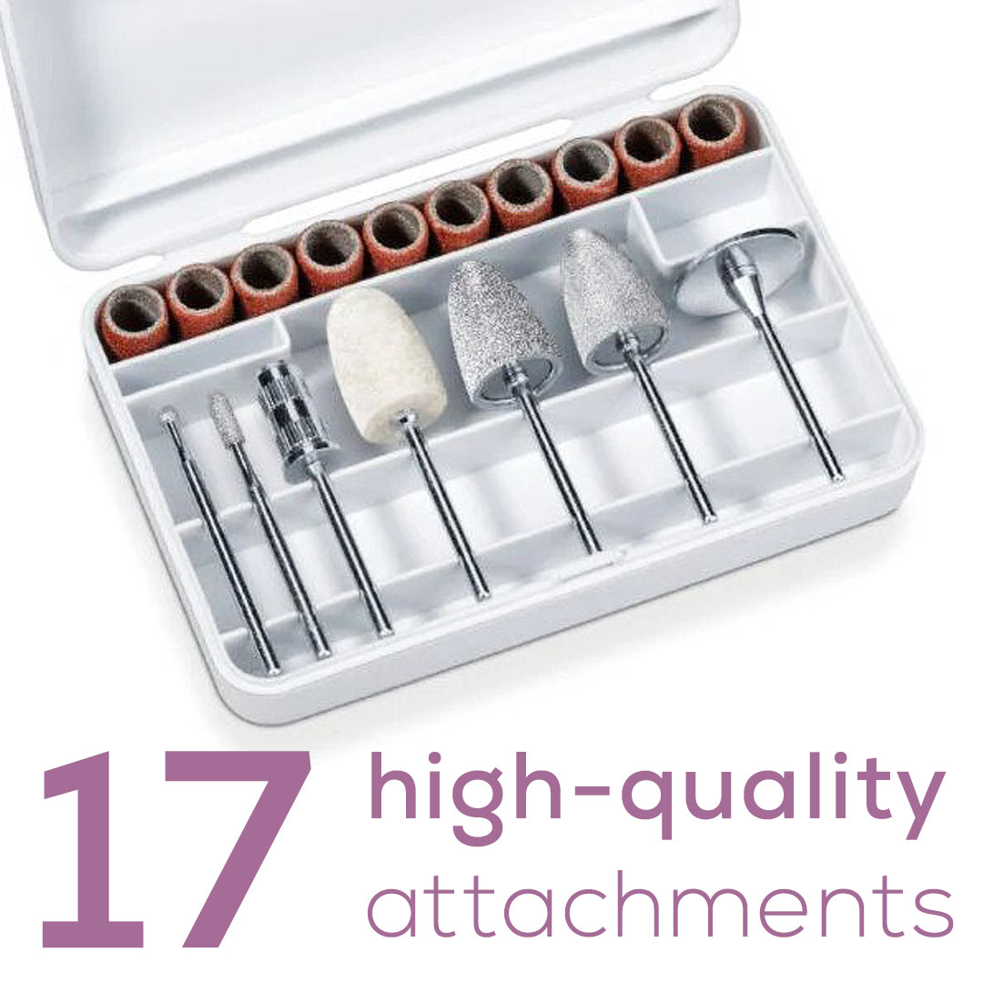 Beurer 17-piece Travel Professional Manicure & Pedicure Nail Drill Kit, MP52