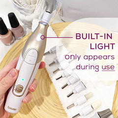 Beurer Cordless 14-piece Professional Manicure & Pedicure Nail Drill Kit, MP64 built in light