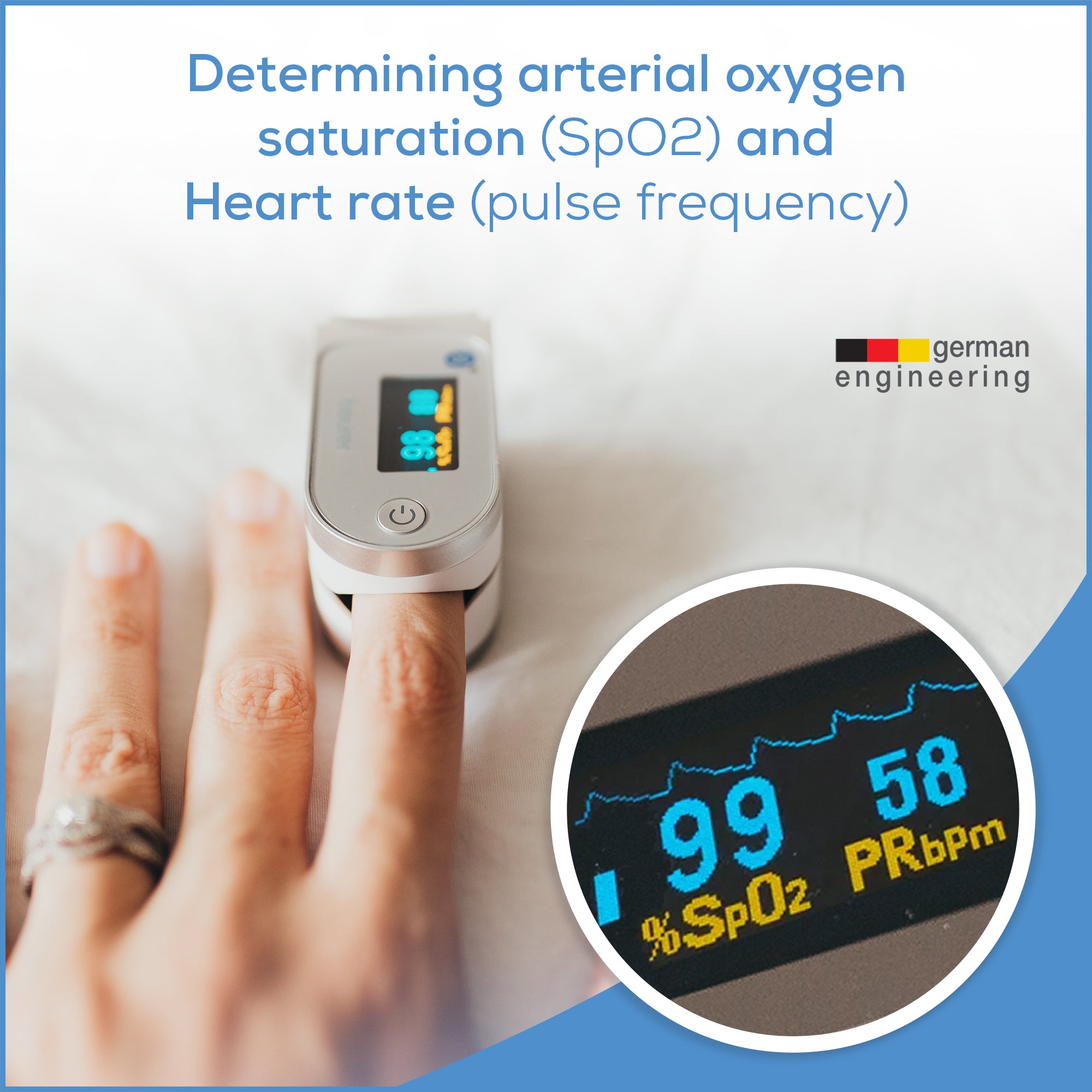 Beurer Bluetooth Digital fingertip PO60 determines arterial oxygen