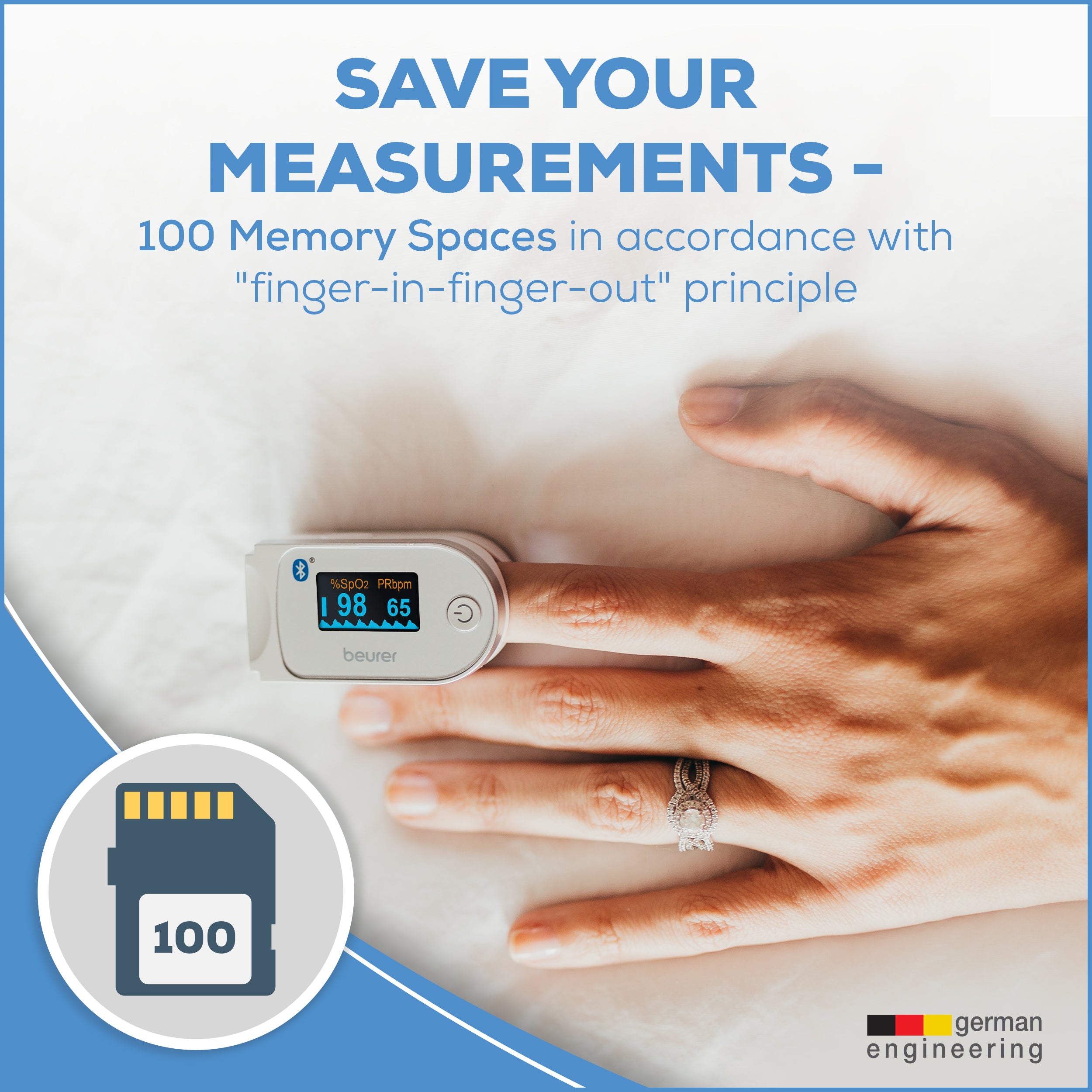 Beurer Bluetooth Digital fingertip PO60 save your measurements 